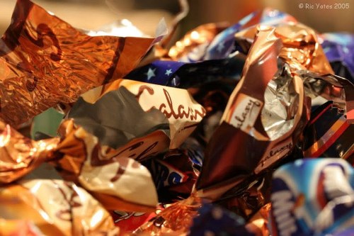 Segregated bins and labelled waste streams at a commercial premises